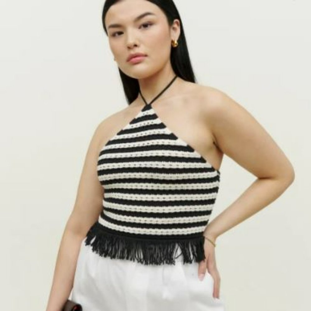 Reformation Knit Fringe Top